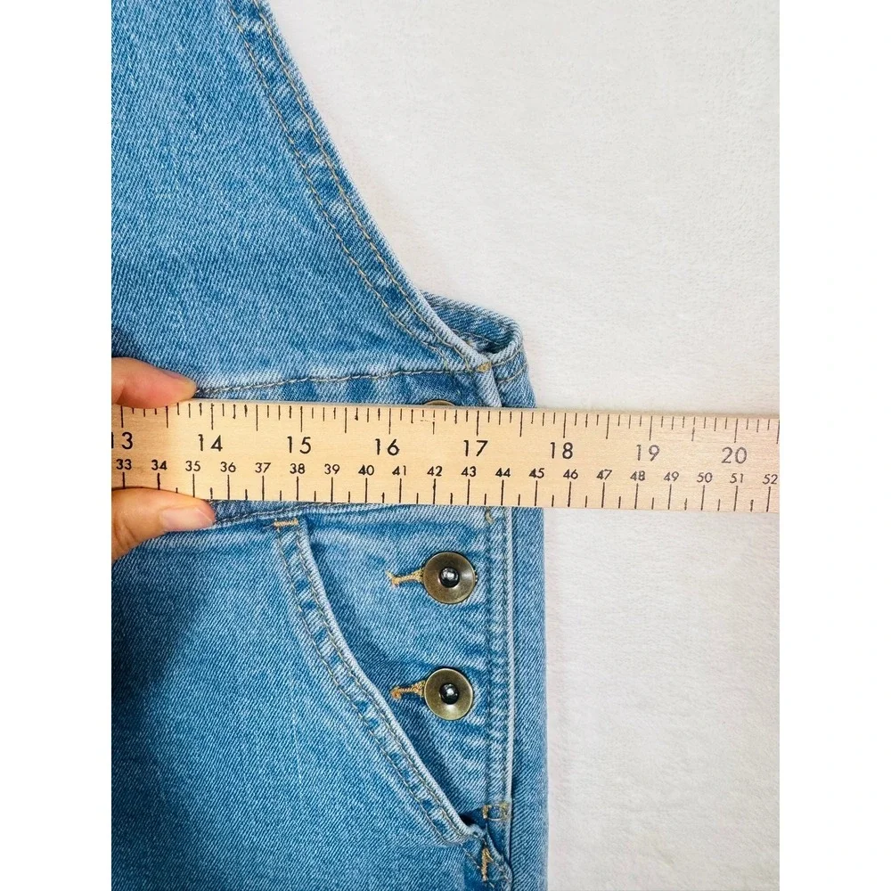 Women's Rainbow Strap Denim Shortalls Blue Queen Embroidered Jean Overalls - Picture 5 of 10